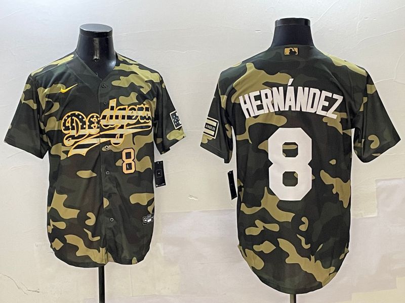 Men Los Angeles Dodgers #8 Hernandez Camo Joint Name 2025 Nike MLB Jersey style 8
